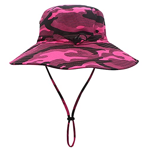 WANYING Damen Herren Outdoor Sonnenschutz Bucket Hut Fischerhut Baumwolle Two Way to Wear für Kopfumfang 55-62 cm Rosa Camouflage