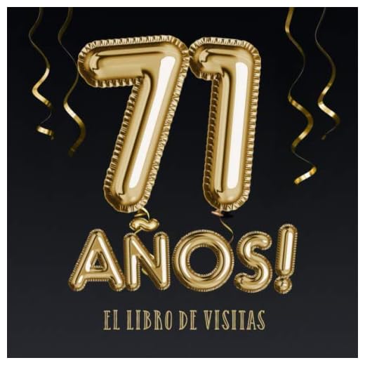 71 años - El libro de visitas: Decoración para el 71 cumpleaños – Regalos para hombre y mujer - 71 años - Edición Globos Oro Negro - Libro de firmas para felicitaciones y fotos de los invitados
