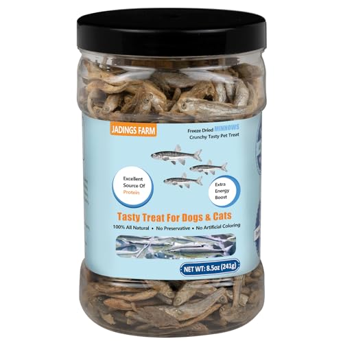 JADINGSFARM Minnows - 8.5 oz Freeze Dried Minnows for Cats & Dogs - 100% Natural Premium Cat & Dog Treat (8.5 OZ)