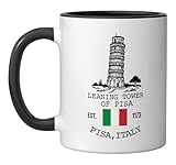 Leaning Tower of Pisa Italy Flag italia souvenir travel Ceramic Mug, Black/White