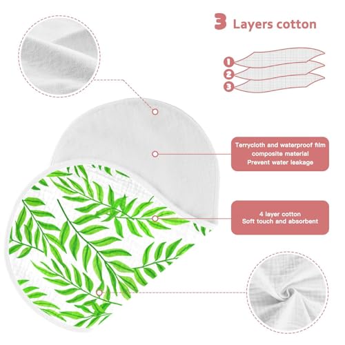 Green Leafy Branches Muslin Burp Cloths for Baby 4-Layer Absorbent Cotton Large 22" x 11" Soft Spit Up Rags for Newborns Boys Girls, 4 Pack3