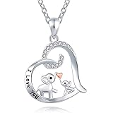 YALLNASL Mother's Day Birthday Gifts for Mom Mother from Daughter Son I Love You Forever Necklaces for Mama Mommy Elephant Lover Gifts for Wife Aunt Daughter Heart Necklaces