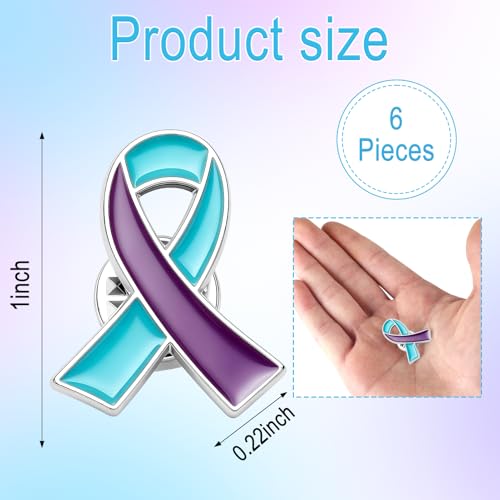 Image of 6Pcs Awareness Enamel Ribbon Lapel Pins Ribbon Brooch Pin for Charity Events Survivor Campaign Party Favors Supplies