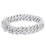 Abfallen verhindern: Wir verwenden Messing als Basismaterial, das die Krappenfassung ermöglichen kann, wie echtes Gold und Diamant. Alle unseres Cuban Armband verwenden die Krappenfassung, keine Leimeinstellung. So können Sie sehen, dass die Diamanten, die in dem kubanischen Armband eingelegt sind, ordentlich angeordnet sind. Die Krappenfassung bringt die Produkte mehr zum Strahlen und verhindert das Herunterfallen von Steinen