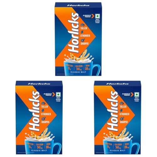 Image of Horlicks Nutrition Drink Refill - 1 Kg - Classic Malt - Clinically Proven to make kids Taller, Stronger, Sharper (Pack of 3)