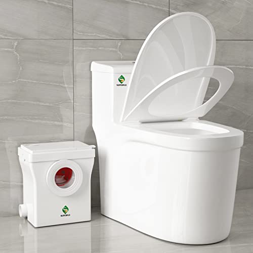 SUPERFLO Upflush Toilet Basement with 600W Macerating Toilet System | One Piece Macerator Toilet &...