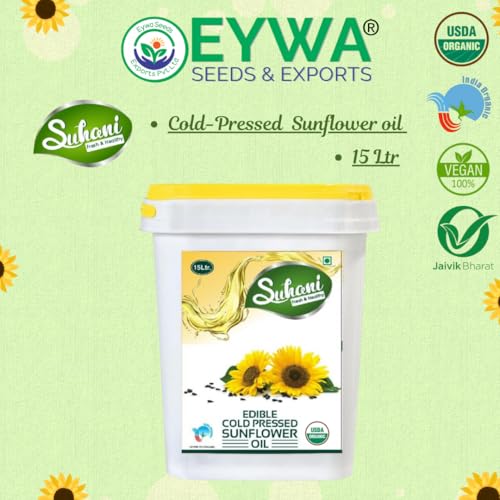 Image of Eywa Seeds & Exports Pvt Ltd Organic Sunflower Oil (15 Liter) Cold Pressed | Surajmukhi /Sunflower Kachi Ghani Oil Wooden Press Oil By (Suhani) Eywa