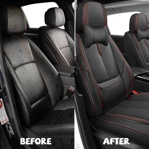 Image of Seat Covers for Chevy Silverado 1500 2007-2026 (Black&Coffee, Luxury 2 Set)