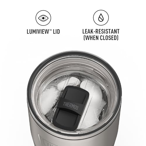 Image of THERMOS Icon Series 24oz Stainless Steel Tumbler with Slide Lock Lid, Leakproof, Fits Cupholder, Dishwasher Safe, Griptec Non‑Slip Base, Keeps Drinks Hot 6 Hrs /Cold 22 Hrs, Matte Stainless Steel