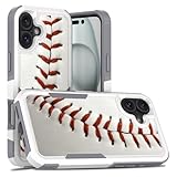 Candykisscase Case for iPhone 16 Plus, Baseball Sports Pattern Shock-Absorption Hard PC and Inner Silicone Hybrid Dual Layer Armor Defender Case for iPhone 16 Plus