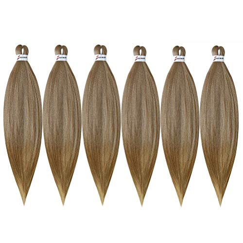 Pre-stretched Braiding Hair Easy Braid Professional Itch Free #27 Brown Synthetic Fiber Corchet Braids Yaki Straight Texture Hair Extensions 6 Packs Braid Hair 26 Inch