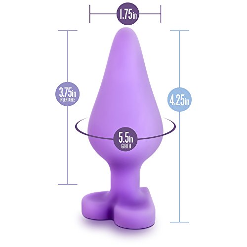 Blush Naughtier Candy Heart - Ultrasilk Smooth Heart Shape Base Anal Butt Plug - Soft Platinum Cured Puria Silicone - Easy To Use Comfortable Beginner Adult Sex Toy For Women - Purple #TOP4