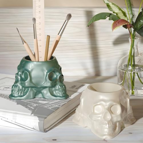 Dianzan Moules en Silicone pour Halloween, Moules en Résine Crâne, Moules en Résine Époxy 3D pour Rangement De Cendriers, pour Porte-stylos Pinceaux De Maquillage – vue 8