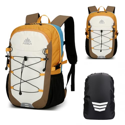 GES Mochila de senderismo multifuncional de 30 litros con protección contra la lluvia, mochila de senderismo resistente para escuela, trabajo, camping, senderismo, ciclismo y deportes al aire libre