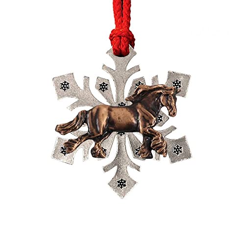 Handcrafted Copper Plated Clydesdale Body Snowflake Ornament Gift for Decorating Holiday Wreaths and Christmas Trees - Made in United States - SKU MC130SF