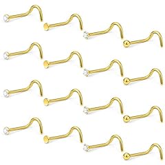 screw nose ring, gold-tone