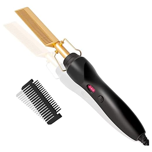 Hot Comb, Electric Hot Comb, Hair Comb Straightening Comb Uppvärmning Comb Straightening Comb, 3 temperaturinställningar (Golden)