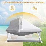 Growaystory Baby Reisebett,Geeignet für Babys von 0-5 Monaten,Portable Reisebettzelt,Klein Zusammenklappbar,Ausgestattet Moskitonetz und Spielzeug,Liegefläche 80 x 40 cm (Grau)