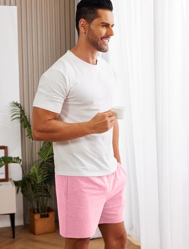 Image of Deyeek 5.5 Inch Mens Pajama Shorts Sleep Cotton Lounge PJ Lightweight Elastic Waist Drawstring Nightwear Bottom with Pockets