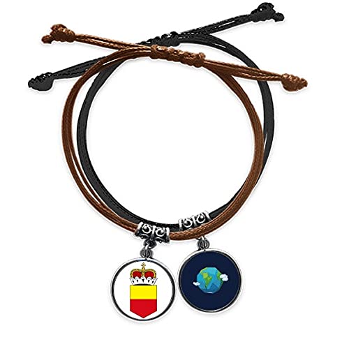 Pulsera de cuerda de Liechtenstein pulsera de cuero ajustable amuleto de viaje