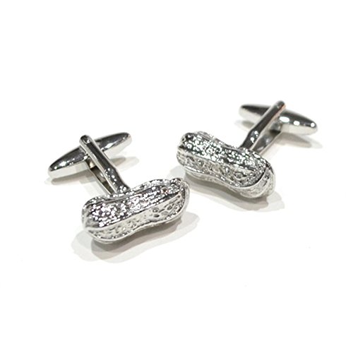 Mancuernillas para hombre chapa de rodio maní miniatura 1