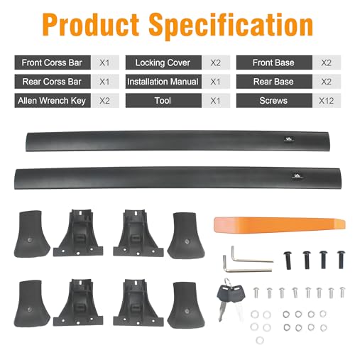 Autekcomma Heavy Duty Roof Rack Crossbar Compatible with Toyota Grand Highlander (Not fit LE/LE Hybrid) Lexus TX 2024up All Grades. Max 260lb Loading Capacity, Metal Lockable Anti-Theft Black by Autekcomma - Image 8