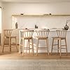 HoeuThien Wood Bar Stools Set of 6, 24" Counter Height Barstools, Armless Farmhouse Wooden Bar Dining Chairs with Back & Footrest for Kitchen Island, Natural Oak #1