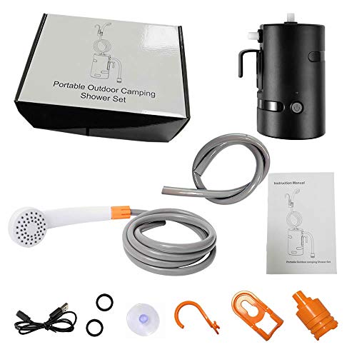 Portable Shower Outdoor Camping Shower With Led Lights, Waterproof Usb Rechargeable Portable Shower For Camping, Hiking (Black) #TOP3