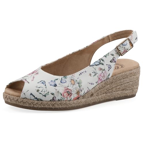 Sandales espadrilles compensées Maize White Mountain femme nu-pieds motif papillon taille 6