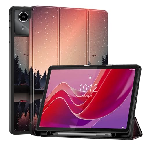 Vakarey Hülle für Lenovo Idea Tab 11 Zoll Mit Stifthalter Ultra Dünn Intelligente Schutzhülle,Abenddämmerung