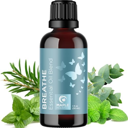 Breathe Essential Oil for Diffuser - Invigorating and Refreshing Breathe Essential Oil Blend with Eucalyptus Peppermint Tea Tree and Mint for Diffusers for Home and Shower Aromatherapy (1 Fl Oz)