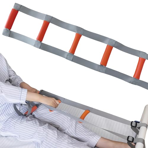 SINHOWANG Grey Bed Ladder Assist Pull Up with 5 Orange Soft Handle Grips for Elderly Patient...