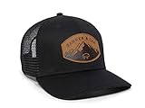 Nebo Leather Black Vegan Suede Patch Trucker Hat - Adjustable Baseball Cap w/Plastic Snapback...