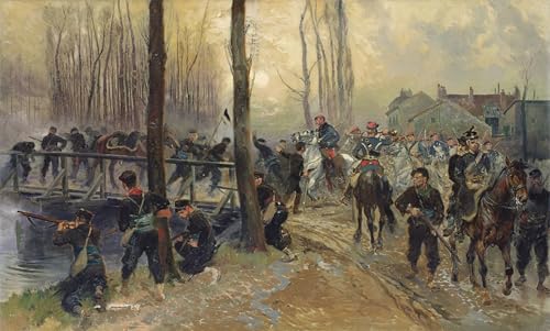 Tableau Jean Baptiste Edouard Detaille - Embuscade Près d'un Pont Décoration Murale Vintage 60x90cm