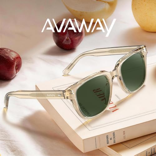 Image of AVAWAY Polarized Sunglasses for Men UV Protection, Square Acetate Frame Outdoor Driving Sun Glasses