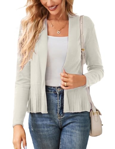 Image of GRACE KARIN Women's Lightweight Peplum Cardigan Sweaters Open Front Cropped Cardigan Long Sleeve Trendy Summer Knit Tops