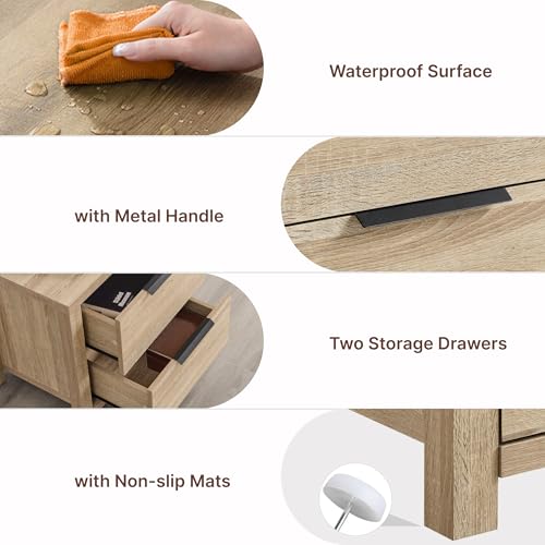 image for KISLOT 3 Pieces Bedroom Set, Queen Size Wood Platform Bed Frame and 2 