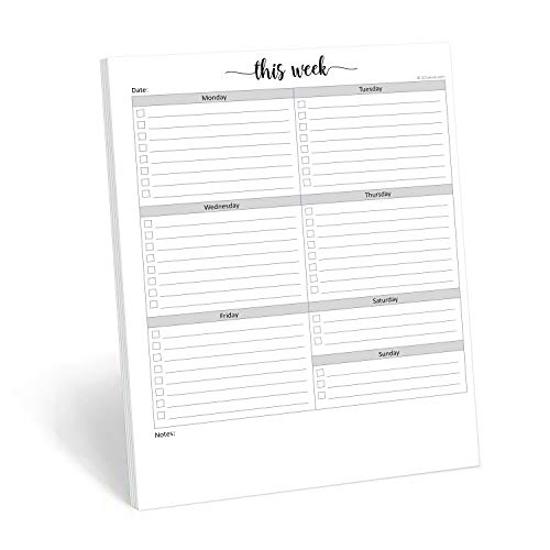 321Done 8.5x11 Weekly Checklist Notepad, Made in USA, Letter Size Tear-Off Undated Planning Pad, Work and Personal Organizer To Do List Pad, Desk Planner, Productivity Tracker - 50 Sheets