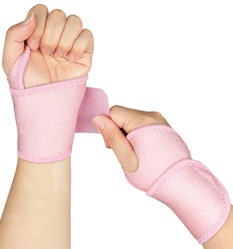 Kecartu - Kecartu Carpal Tunnel Wrist Brace, 2 Pack Wrist Support Brace Adjustable Wrist Strap Reversible Wrist Brace for Sports Weightlifting/Tendonitis Pain Relief/Arthritis-Right&Left Men Women, Pink - -11%