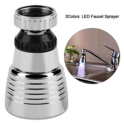 Image of inchSNOMYRS 3-Color Temperature Sensitive Gradient LED Faucet Light Circular 360 Degree Rotatable Color Changing Faucet Tap Sink Faucet for Kitchen and Bathroom (3 Color-1PC-360- Circular) inch