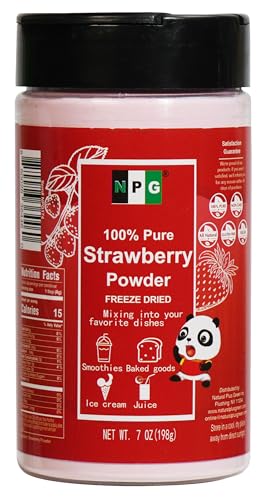 NPG Freeze Dried Strawberry Powder 7 Oz, Pure Strawberries Fruit Powder for Food Flavoring & Coloring, Smoothie, Beverage, Cake, Puree, Boba Tea, Acai Bowls, No Added Sugar, No Preservatives