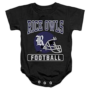 Rice University Official Football Helmet Unisex Infant Snap Suit for Baby, Black, Small (6 months)
