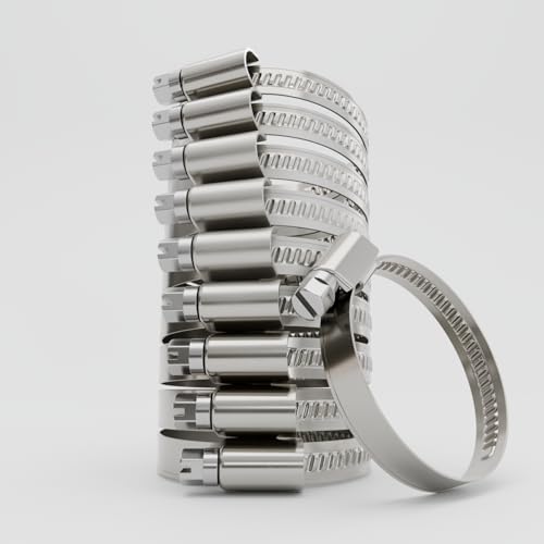 greate 10x Stainless Steel Hose Clips 32-50 mm - Adjustable Jubilee Clips with 9 mm Band Width - rustproof Pipe Clips - Jubilee Clip for Pool, Pond, Washing Machine and More - Hose Clip Silver