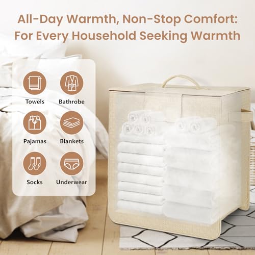 Kdti Towel Warmer Bucket - Hot Towel Warmer for Bathroom & Home Spa, Fits 3 Oversized 40"x70" Towels/Bathrobes/Blankets, Auto Shut Off & Adjustable Timer (Upright- Geometric Weave Style) — view 6