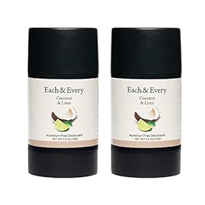 Each & Every All Natural Deodorant – Aluminum Free Deodorant for Women & Men – Coconut & Lime Multipack – Travel Size Plant-Based Packaging (2 Pack, 2.5 Oz Each)