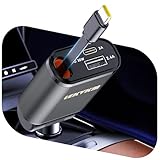 LEKVKM（超小型）車の充電器のシガーソケットUSBの引き込み式の車の充電器の30W高速3つの港のアダプターの急速な充満車のタバコのライターのプラグLED表示無し、Samsung、HuaweiのためのType-CそしてType-Cの港