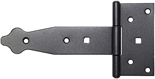 LOGOK2K Cotarba Tee Hinges Metal T-Hinge Black Heavy Duty Gate Hinge Long Strap T for Door Shed Barn Weather Resistant Outdoor Decorative Screws Pair 200 mm ( 8'' ) Strong Powder Coated Koo