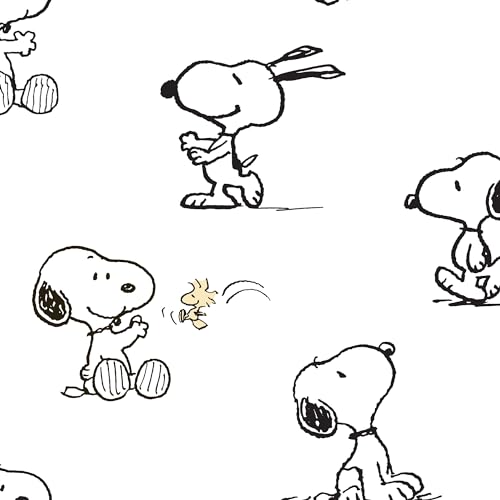 Image of Lambs & Ivy Classic Snoopy 100% Cotton White /Black Fitted Baby Crib Sheet