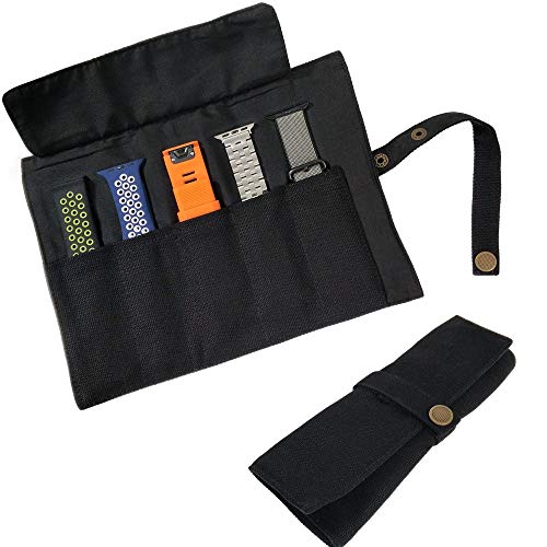 YOOSIDE Watch Band Accessories,Smart Watch Band Protable Storage Bag Case Pouch Organizer-Compatible with Apple Watchbands, Garmin Watch Band, Samsung Watch Band etc -Cotton Canvas