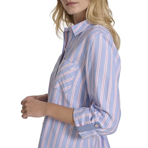 Image of Nautica Women's Button Front Long Sleeve Roll Tab Shirt